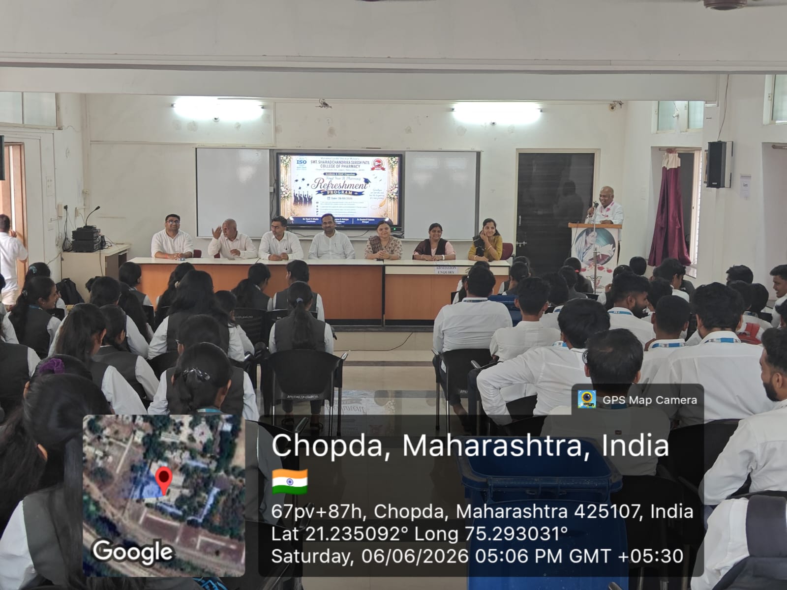 The Final Year B. Pharmacy Farewell Program was successfully organized on 06 June 2026 at the Conference Hall of Smt. Sharadchandrika Suresh Patil College of Pharmacy, Chopda. The event was conducted 